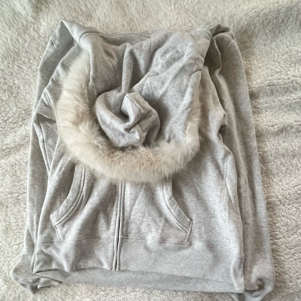 Hollister Gray Hoodie with Faux Fur Trim